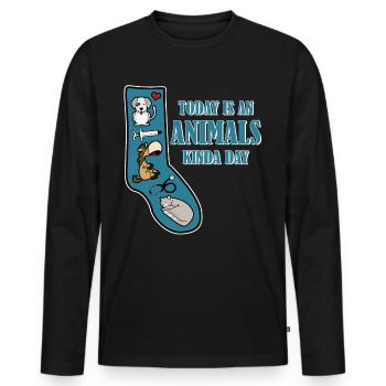 Vétérinaire Assistant Chaussette Vétérinaire - T-shirt manches longues Premium bio Homme - noir - Devant - Nico (187cm)