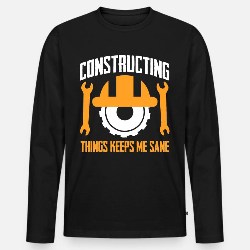 Construction Worker - Männer Premium Bio Langarmshirt - Schwarz