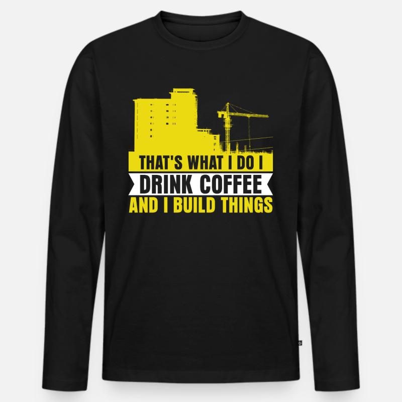 Construction Worker Crane - Männer Premium Bio Langarmshirt - Schwarz