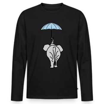 Elephant with Umbrella Elephants - Men's Premium Organic Long Sleeve Shirt - black - Front - Nico (187cm)