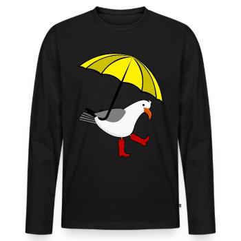 Seagull yellow Umbrella red Rain boots - Männer Premium Bio Langarmshirt - Schwarz - Vorne - Nico (187cm)