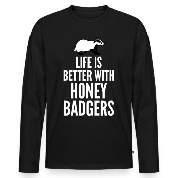 Honey Badger Joke Honey Badgers - Männer Premium Bio Langarmshirt - Schwarz - Vorne - Nico (187cm)
