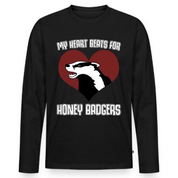 Honey Badger Heart Honey Badgers - Männer Premium Bio Langarmshirt - Schwarz - Vorne - Nico (187cm)
