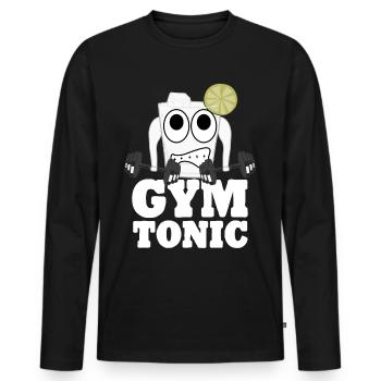 Gym Tonique Motivation Musculation - T-shirt manches longues Premium bio Homme - noir - Devant - Nico (187cm)