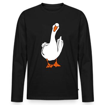 Grumpy Goose Middle Finger Geese - Männer Premium Bio Langarmshirt - Schwarz - Vorne - Nico (187cm)