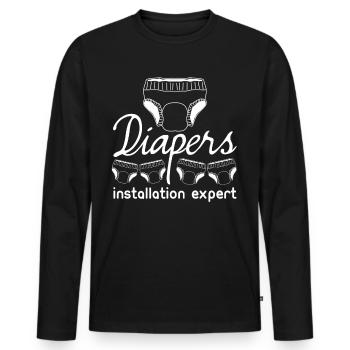 Diapers Baby Parents Diaper Pregnancy - Men's Premium Organic Long Sleeve Shirt - black - Front - Nico (187cm)