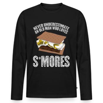 Camping Glamping S’mores Smores S’more - T-shirt manches longues Premium bio Homme - noir - Devant - Nico (187cm)