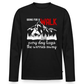 Randonnée Promenade Marche Randonnée en plein air - T-shirt manches longues Premium bio Homme - noir - Devant - Nico (187cm)