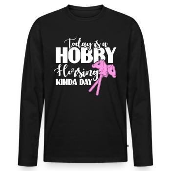 Hobby Horse Hobby Horsing - Männer Premium Bio Langarmshirt - Schwarz - Vorne - Nico (187cm)