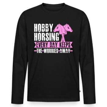 Hobby Horsing - Männer Premium Bio Langarmshirt - Schwarz - Vorne - Nico (187cm)