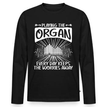 Organist Organ Player Music - Men's Premium Organic Long Sleeve Shirt - black - Front - Nico (187cm)