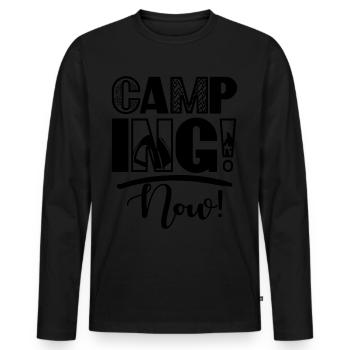 Camping Motivation Hiking Tent Outdoor - Men's Premium Organic Long Sleeve Shirt - black - Front - Nico (187cm)