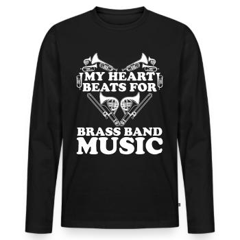 Cor d’harmonie Instrument en laiton coeur - T-shirt manches longues Premium bio Homme - noir - Devant - Nico (187cm)