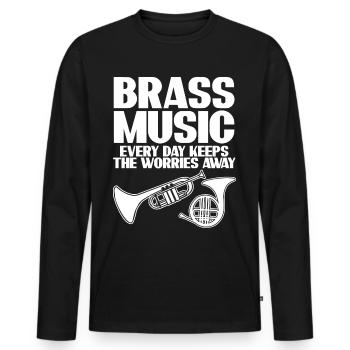 French Horn Trumpet Brass Music - Men's Premium Organic Long Sleeve Shirt - black - Front - Nico (187cm)