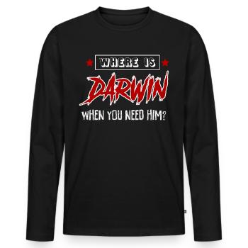 Darwin Darwinisme Misanthrope - T-shirt manches longues Premium bio Homme - noir - Devant - Nico (187cm)