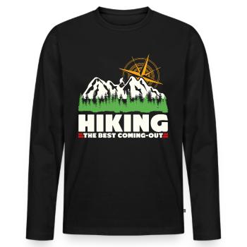 Hiking Outdoor Hiker Trekking - Men's Premium Organic Long Sleeve Shirt - black - Front - Nico (187cm)