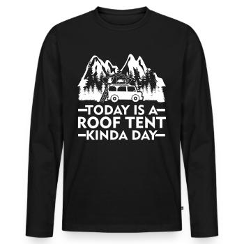 Camping Roof Tent Camper - Men's Premium Organic Long Sleeve Shirt - black - Front - Nico (187cm)