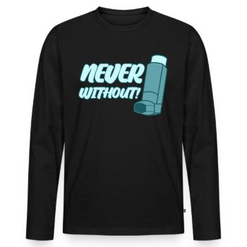 Inhalateur d’asthme asthmatique sifflant - T-shirt manches longues Premium bio Homme - noir - Devant - Nico (187cm)