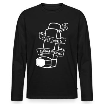 Inhalateur pour asthme asthmatique - T-shirt manches longues Premium bio Homme - noir - Devant - Nico (187cm)