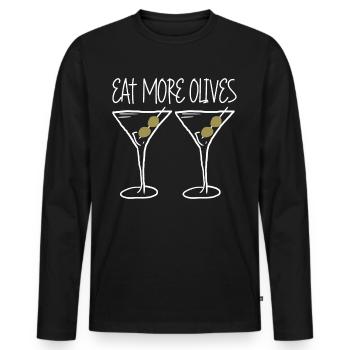 Olives with Martini - Men's Premium Organic Long Sleeve Shirt - black - Front - Nico (187cm)