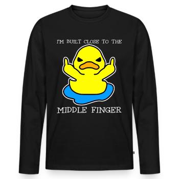 Middle Finger Duck Misanthrope - Männer Premium Bio Langarmshirt - Schwarz - Vorne - Nico (187cm)
