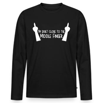 Middle Finger Joke Misanthrope - Männer Premium Bio Langarmshirt - Schwarz - Vorne - Nico (187cm)