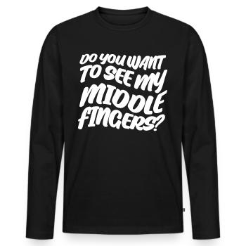Middle Finger Joke - Männer Premium Bio Langarmshirt - Schwarz - Vorne - Nico (187cm)