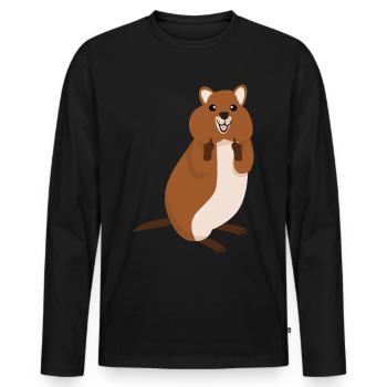 Quokka Middle Finger Quokkas - Männer Premium Bio Langarmshirt - Schwarz - Vorne - Nico (187cm)