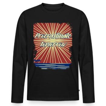 Procrastination - Männer Premium Bio Langarmshirt - Schwarz - Vorne - Nico (187cm)
