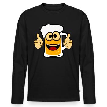 Bière Happy Brewing Malt de bière artisanale - T-shirt manches longues Premium bio Homme - noir - Devant - Nico (187cm)