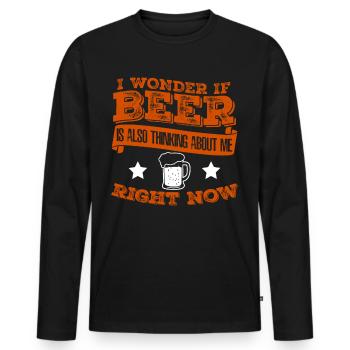 Brassage de bière Malt de bière artisanale - T-shirt manches longues Premium bio Homme - noir - Devant - Nico (187cm)