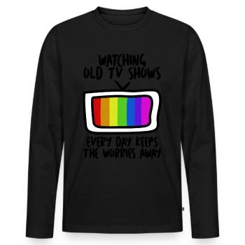 Télévision rétro des années 90 des années 80 - T-shirt manches longues Premium bio Homme - noir - Devant - Nico (187cm)