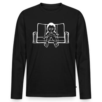 TV Watching Television Lazy Couch - Men's Premium Organic Long Sleeve Shirt - black - Front - Nico (187cm)