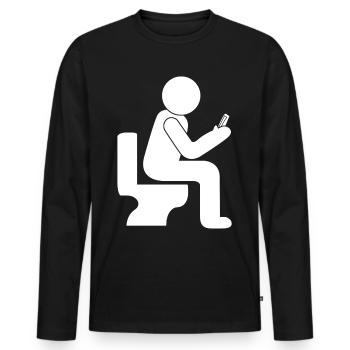 Téléphone portable Toilette Smartphone Téléphone portable - T-shirt manches longues Premium bio Homme - noir - Devant - Nico (187cm)