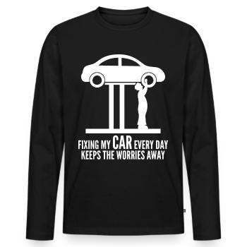 Tuning Car Guy Mechanic Engine - Men's Premium Organic Long Sleeve Shirt - black - Front - Nico (187cm)