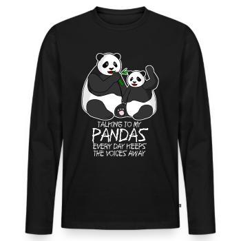Panda Ours Drôles de Pandas - T-shirt manches longues Premium bio Homme - noir - Devant - Nico (187cm)
