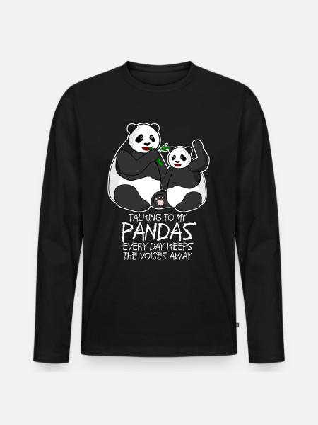 Panda Bear Funny Pandas - Men's Premium Organic Long Sleeve Shirt - black