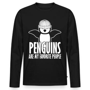 Penguin with Beanie Penguins - Männer Premium Bio Langarmshirt - Schwarz - Vorne - Nico (187cm)