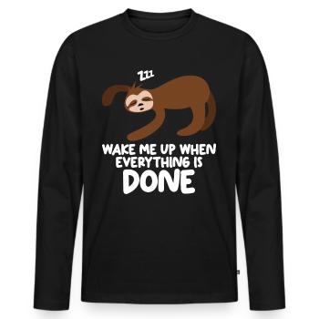 Sleeping Sloth Lazy Sloths - Männer Premium Bio Langarmshirt - Schwarz - Vorne - Nico (187cm)