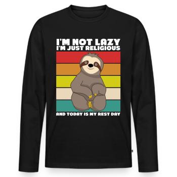 Lazy Sloth Sloths Tired Sleeping Slow - Men's Premium Organic Long Sleeve Shirt - black - Front - Nico (187cm)