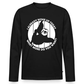 Sloth Tired Sleeping Lazy Slow Sloths - Men's Premium Organic Long Sleeve Shirt - black - Front - Nico (187cm)