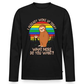 Sloth Sleeping Lazy Tired Slow Sloths - Männer Premium Bio Langarmshirt - Schwarz - Vorne - Nico (187cm)
