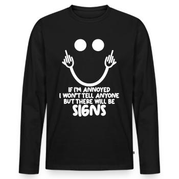 Middle Finger Misanthrope Sarcasm - Männer Premium Bio Langarmshirt - Schwarz - Vorne - Nico (187cm)