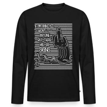 Middle Finger Wave Misanthrope Sarcasm - Men's Premium Organic Long Sleeve Shirt - black - Front - Nico (187cm)