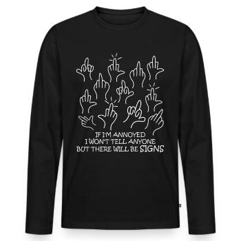 Middle Fingers Misanthrope Sarcasm - Männer Premium Bio Langarmshirt - Schwarz - Vorne - Nico (187cm)