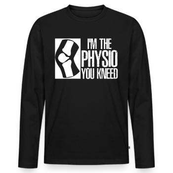 Physio Joke Physiotherapy - Men's Premium Organic Long Sleeve Shirt - black - Front - Nico (187cm)