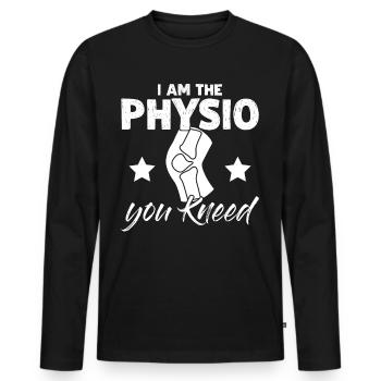 Physio Physiotherapy Knee Pain - Men's Premium Organic Long Sleeve Shirt - black - Front - Nico (187cm)