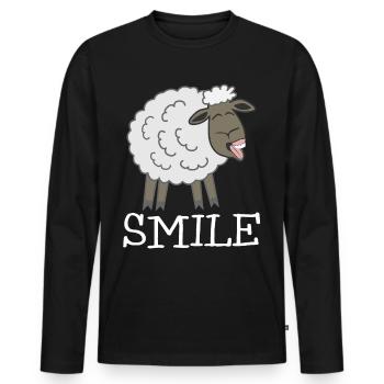 Smiling Sheep - Men's Premium Organic Long Sleeve Shirt - black - Front - Nico (187cm)