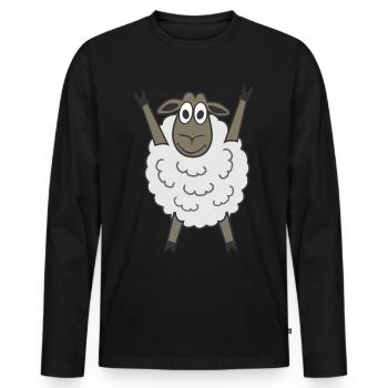 Sheep Funny Shepherd Farmer - Men's Premium Organic Long Sleeve Shirt - black - Front - Nico (187cm)