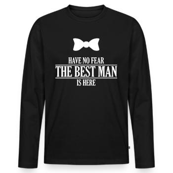 Garçons d’honneur Marié Témoin Mariage - T-shirt manches longues Premium bio Homme - noir - Devant - Nico (187cm)